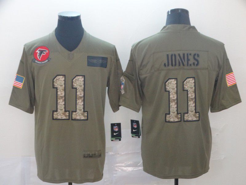 Men Atlanta Falcons 11 Jones green Nike Olive Salute To Service Limited NFL Jersey